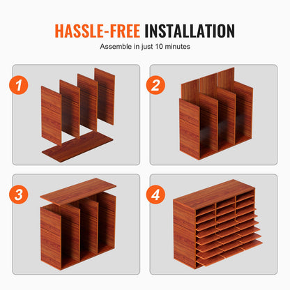 27 Compartments Wood Literature Organizer, Adjustable Shelves, Medium Density Fiberboard Mail Center, Office Home School Storage for Files, Documents, Papers, Magazines, Brown