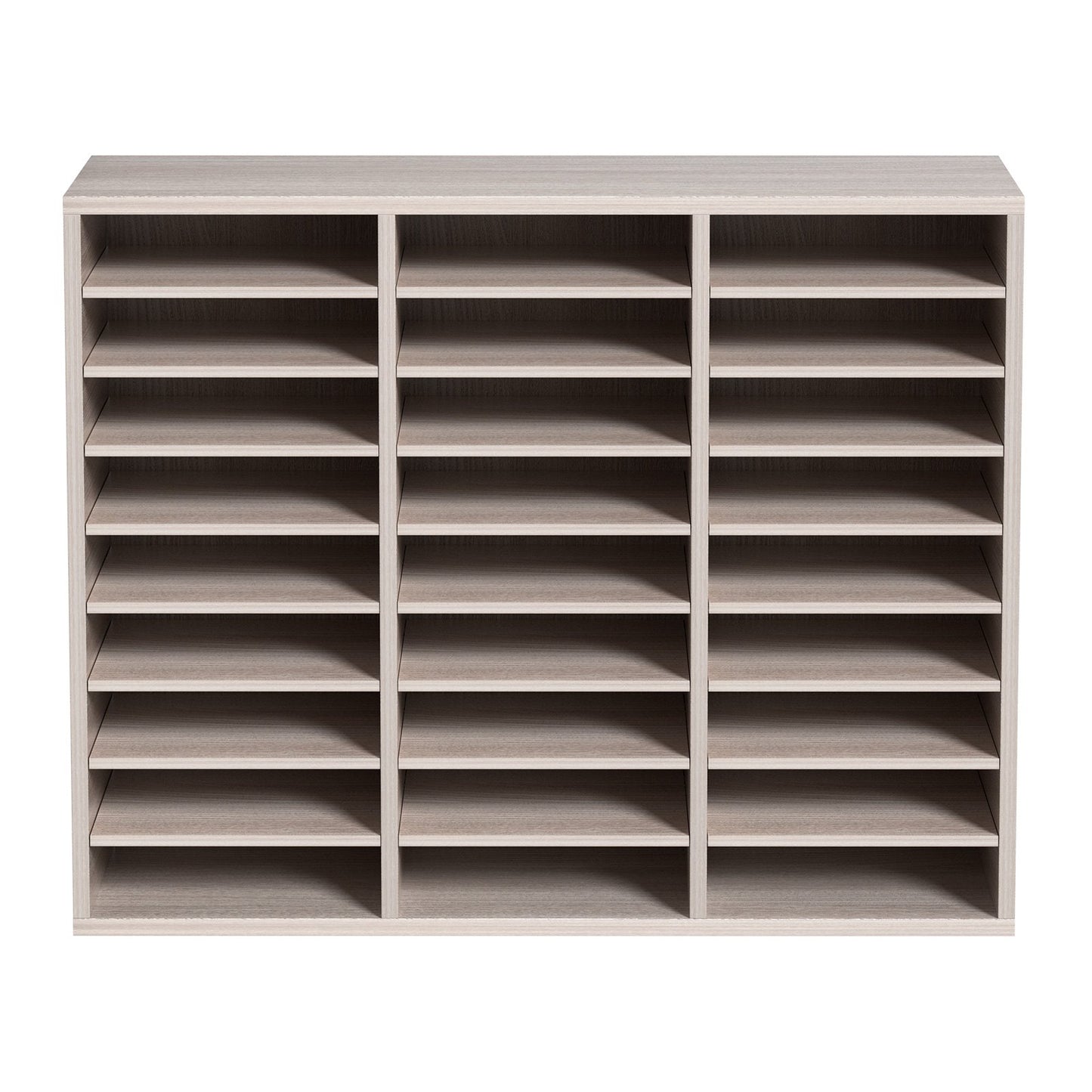 27 Compartments Wood Literature Organizer, Adjustable Shelves, Medium Density Fiberboard Mail Center, Office Home School Storage for Files, Documents, Papers, Magazines, Grey