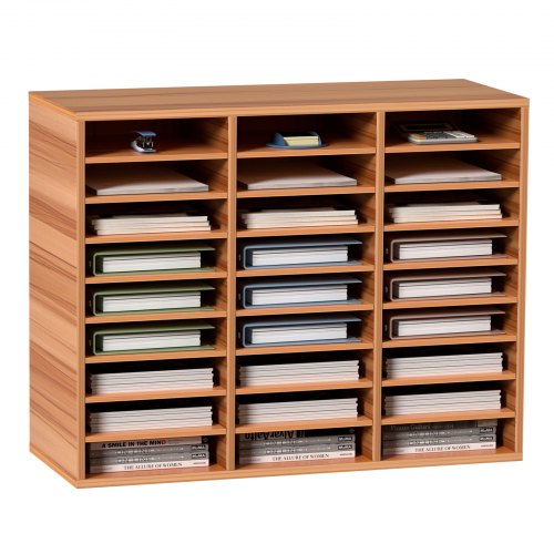 Holz-Organizer mit 27 Fächern, verstellbaren Regalböden, mitteldichter Faserplatte, ideal für Büro, Zuhause und Schule, zur Aufbewahrung von Akten, Dokumenten, Papieren und Zeitschriften, weiß