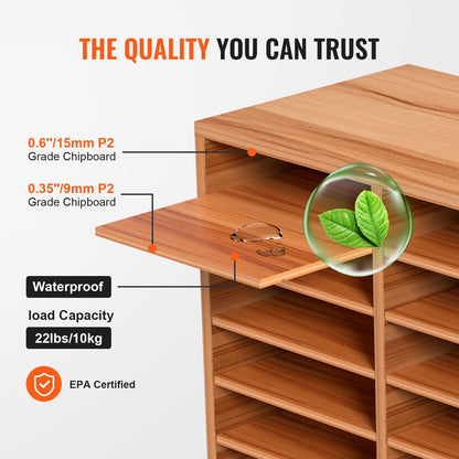 27 Compartments Wood Literature Organizer, Adjustable Shelves, Medium Density Fiberboard Mail Center, Office Home School Storage for Files, Documents, Papers, Magazines, White