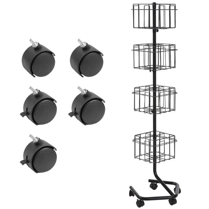 Brochure Display Rack, 4-Tier 32 Pockets Rotating Magazine Literature Display Stand for Postcards, 360° Spinning Greeting Cards Rack with 5 Wheels (2 Lockable) for Shop Exhibitions Office