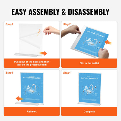 Acryl-Schildhalter, 6er-Pack, 8,5 x 11 Zoll (ca. 21,6 x 27,9 cm) große Prospekthalter, T-förmiger, doppelseitiger Aufsteller, transparenter Acryl-Tischkartenhalter für Speisekarten, Fotos und Papier, ideal für Restaurants, Büros, Hochzeiten und Bars.