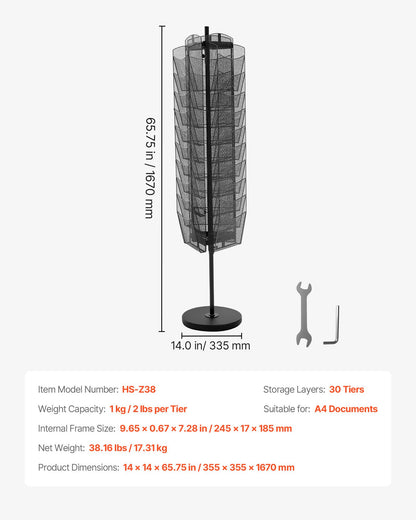 Drehbarer Prospektständer, Zeitschriftenständer mit 30 Fächern aus Netzgewebe, tragbarer, freistehender Zeitschriftenständer, Zeitungs- und Kataloghalter aus Metall für Ladenausstellungen, Büros und Messen