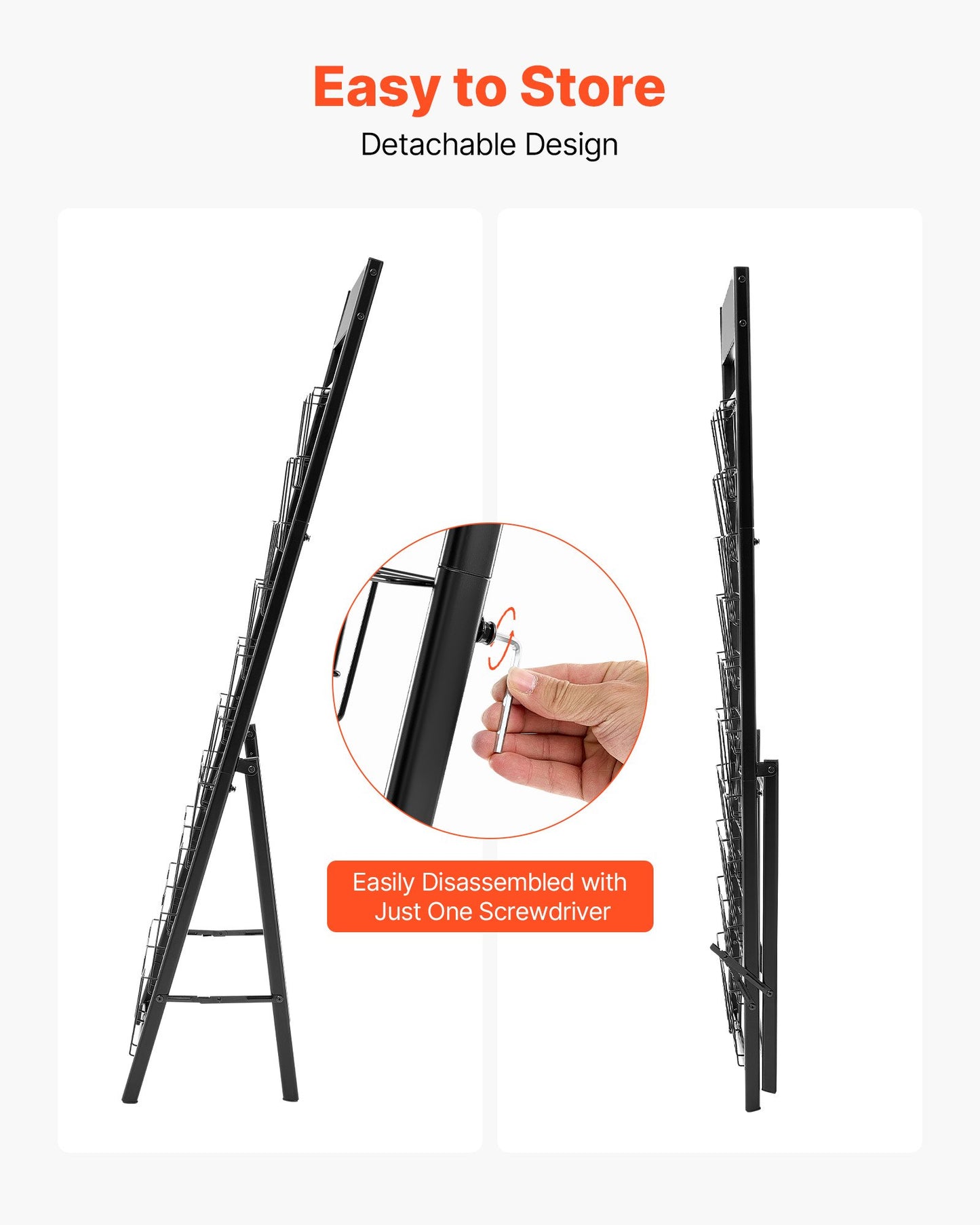 Prospektständer, Zeitschriftenständer mit 20 Fächern, tragbarer, freistehender Zeitschriftenständer, Zeitungs- und Kataloghalter aus Metall für Geschäfte, Ausstellungen, Büros und Messen, Schwarz