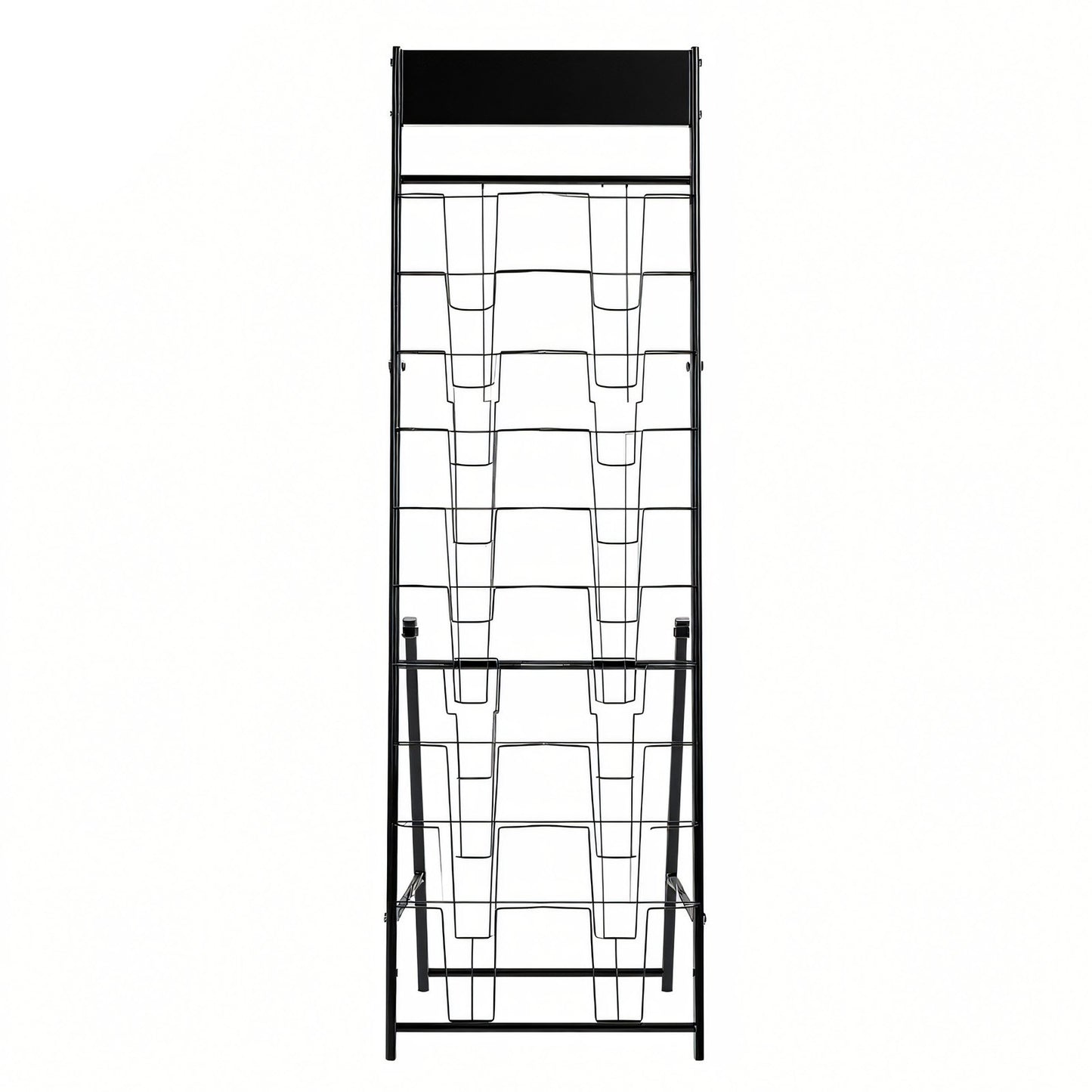Prospektständer, Zeitschriftenständer mit 20 Fächern, tragbarer, freistehender Zeitschriftenständer, Zeitungs- und Kataloghalter aus Metall für Geschäfte, Ausstellungen, Büros und Messen, Schwarz