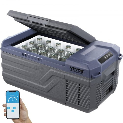 Autokühlschrank, 12-Volt-Kühlschrank, 15 Liter, tragbarer Gefrierschrank mit einer Temperaturzone, einstellbarer Temperaturbereich von -20 °C bis 20 °C, 12/24 V DC und 100–240 V AC Kompressorkühler für Outdoor, Camping und Wohnmobil