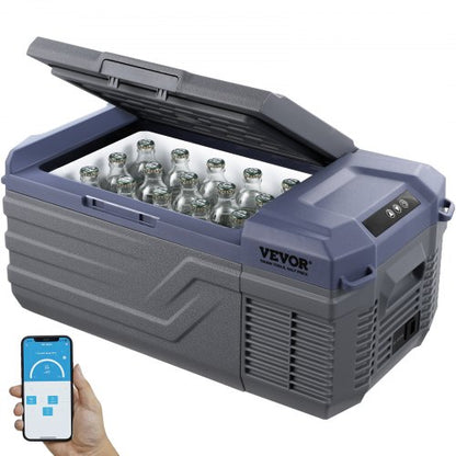 Autokühlschrank, 12-Volt-Kühlschrank, 15 Liter, tragbarer Gefrierschrank mit einer Temperaturzone, einstellbarer Temperaturbereich von -20 °C bis 20 °C, 12/24 V DC und 100–240 V AC Kompressorkühler für Outdoor, Camping und Wohnmobil