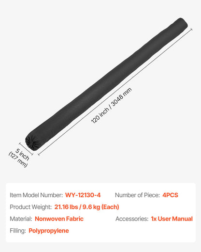 Sediment Filter Sock, 4Pcs Erosion Control Socks Dia.127 mm x 3048 mm L Coverage, Polypropylene Filler, Flexible & Efficient Silt Fence Socks for Storm-Water Management, Drainage Protection