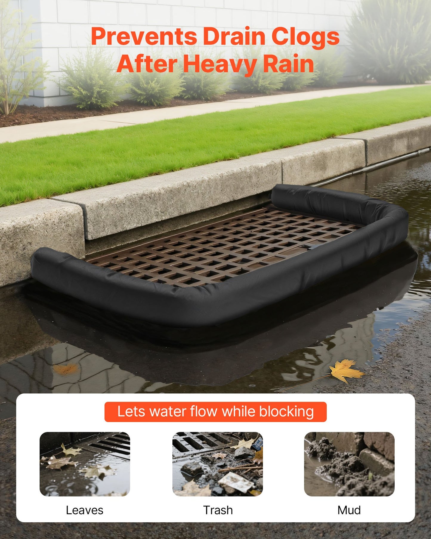 Sediment Filter Sock, Dia. 127 mm x 3048 mm L Coverage, Erosion Control Socks with Polypropylene Filler, Flexible & Efficient Silt Fence Socks for Storm-Water Management, Drainage Protection