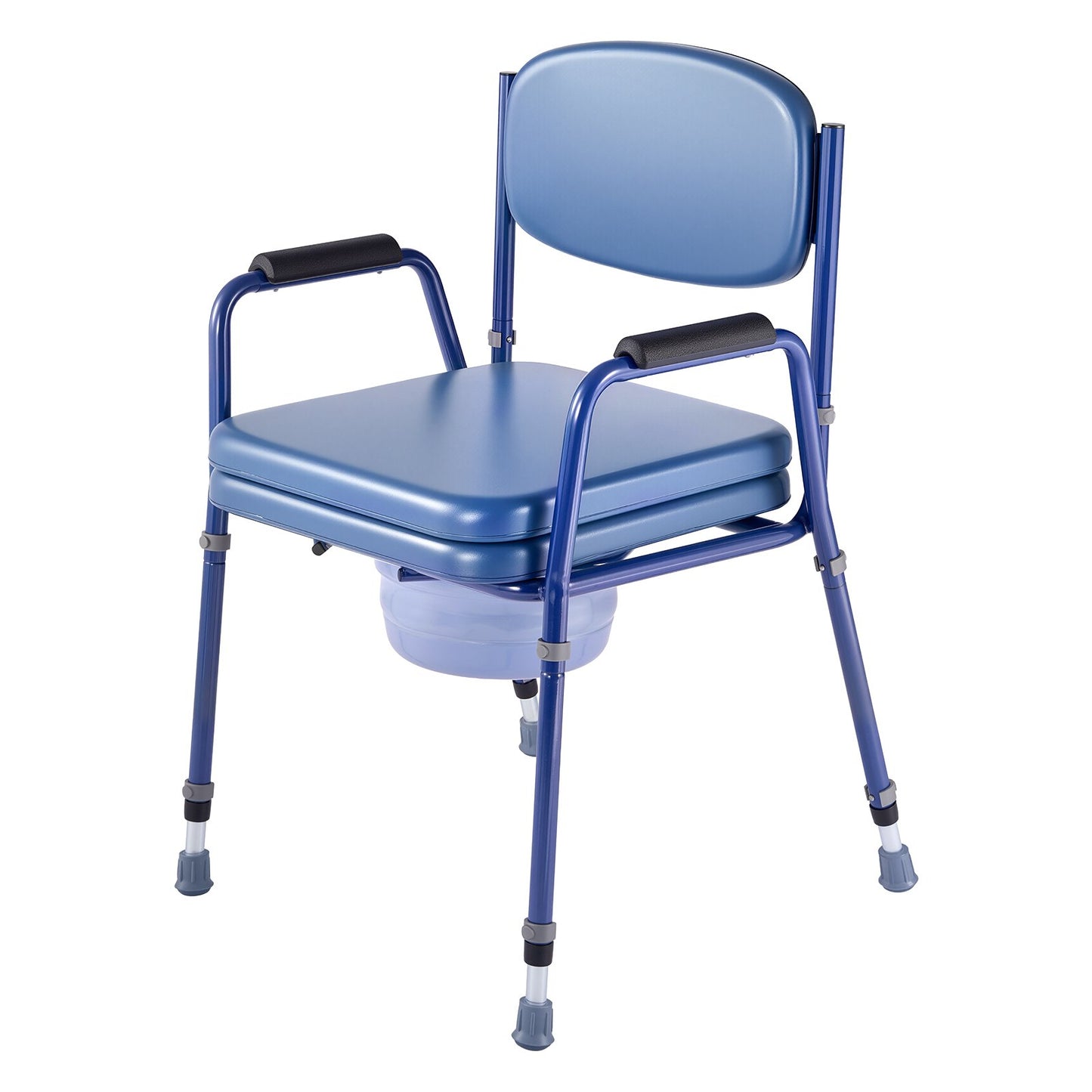 Bedside Commode Chair, 181 kg Weight Capacity, 3-in-1 Portable Toilet and Raised Toilet Seat with Padded Seat and Backrest, Detachable 5L Bucket, Adjustable Height Adult Potty Chair for Seniors