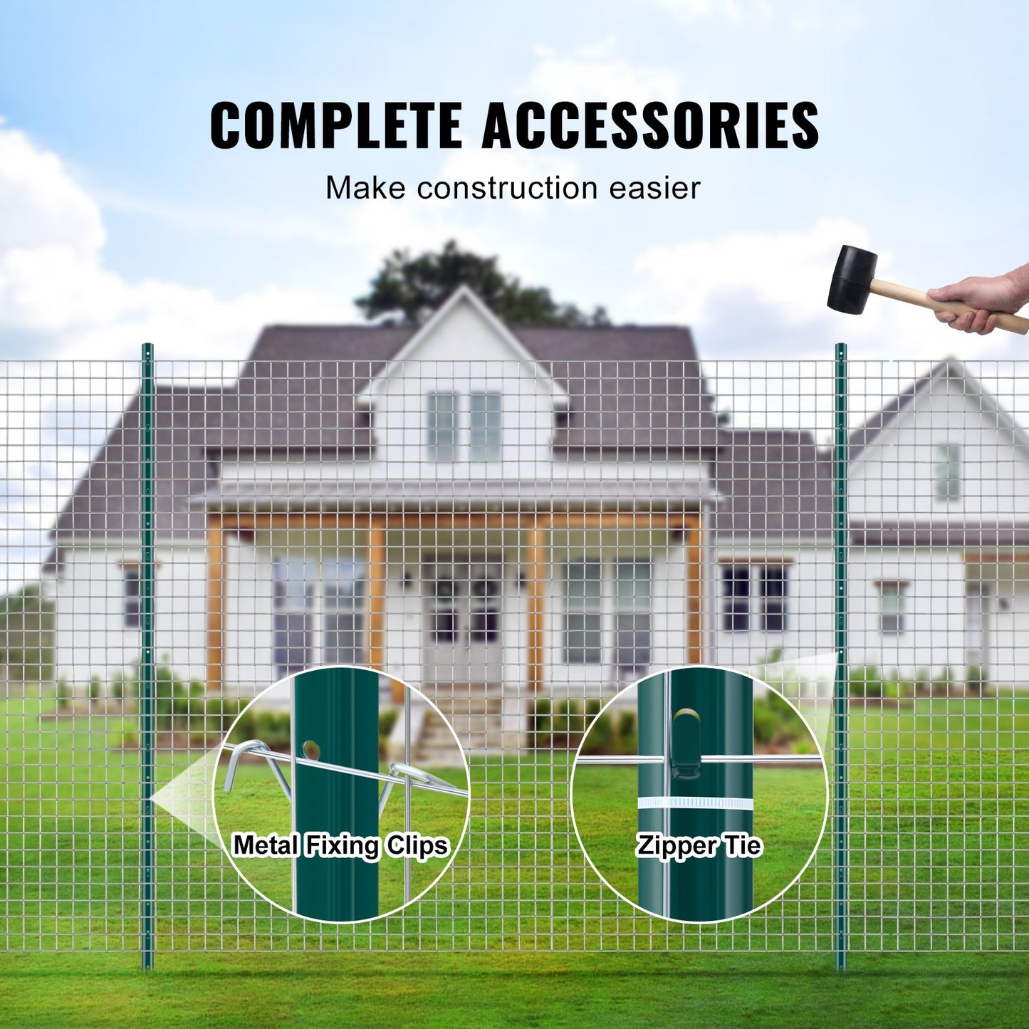 182.9 cm Fence Post 10 Pack Heavy Duty Metal Fence Posts Green