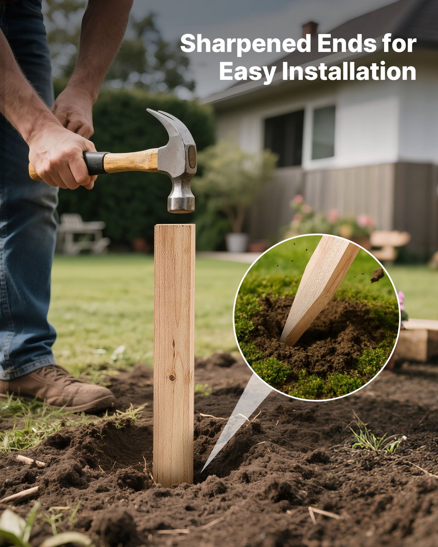 Wooden Garden Stakes, 25 Pcs 12.7×38.1×609.6 mm Survey Grading Stakes, Garden Ground Stake with Sharp Point, Fir Wood Plant Support Stake, Sign Posts for Silt Fence Yard Boundaries Baselines