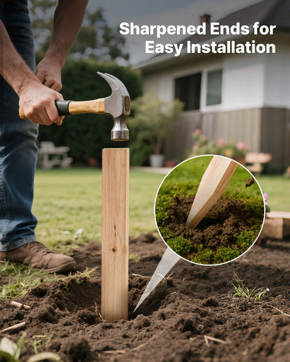 Wooden Garden Stakes, 25 Pcs 12.7×38.1×609.6 mm Survey Grading Stakes, Garden Ground Stake with Sharp Point, Fir Wood Plant Support Stake, Sign Posts for Silt Fence Yard Boundaries Baselines