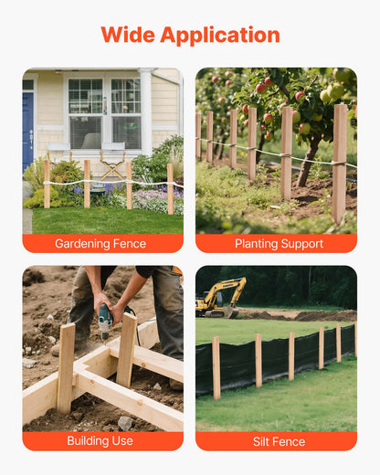 Wooden Garden Stakes, 25 Pcs 12.7×38.1×609.6 mm Survey Grading Stakes, Garden Ground Stake with Sharp Point, Fir Wood Plant Support Stake, Sign Posts for Silt Fence Yard Boundaries Baselines