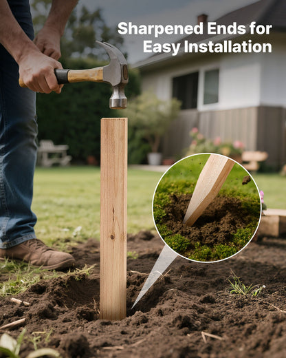 Wooden Garden Stakes, 25 Pcs 12.7×38.1×914.4 mm Survey Grading Stakes, Garden Ground Stake with Sharp Point, Fir Wood Plant Support Stake, Sign Posts for Silt Fence Yard Boundaries Baselines