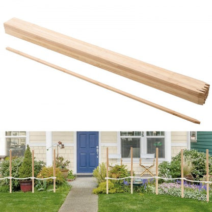 Wooden Garden Stakes, 25 Pcs 17.53×12.7×1219.2 mm Survey Grading Stakes, Garden Ground Stake with Sharp Point, Fir Wood Plant Support Stake, Sign Posts for Silt Fence Yard Boundaries Baselines