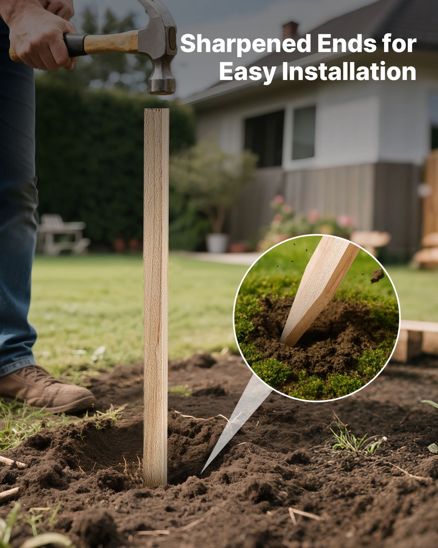 Wooden Garden Stakes, 25 Pcs 17.53×12.7×1219.2 mm Survey Grading Stakes, Garden Ground Stake with Sharp Point, Fir Wood Plant Support Stake, Sign Posts for Silt Fence Yard Boundaries Baselines