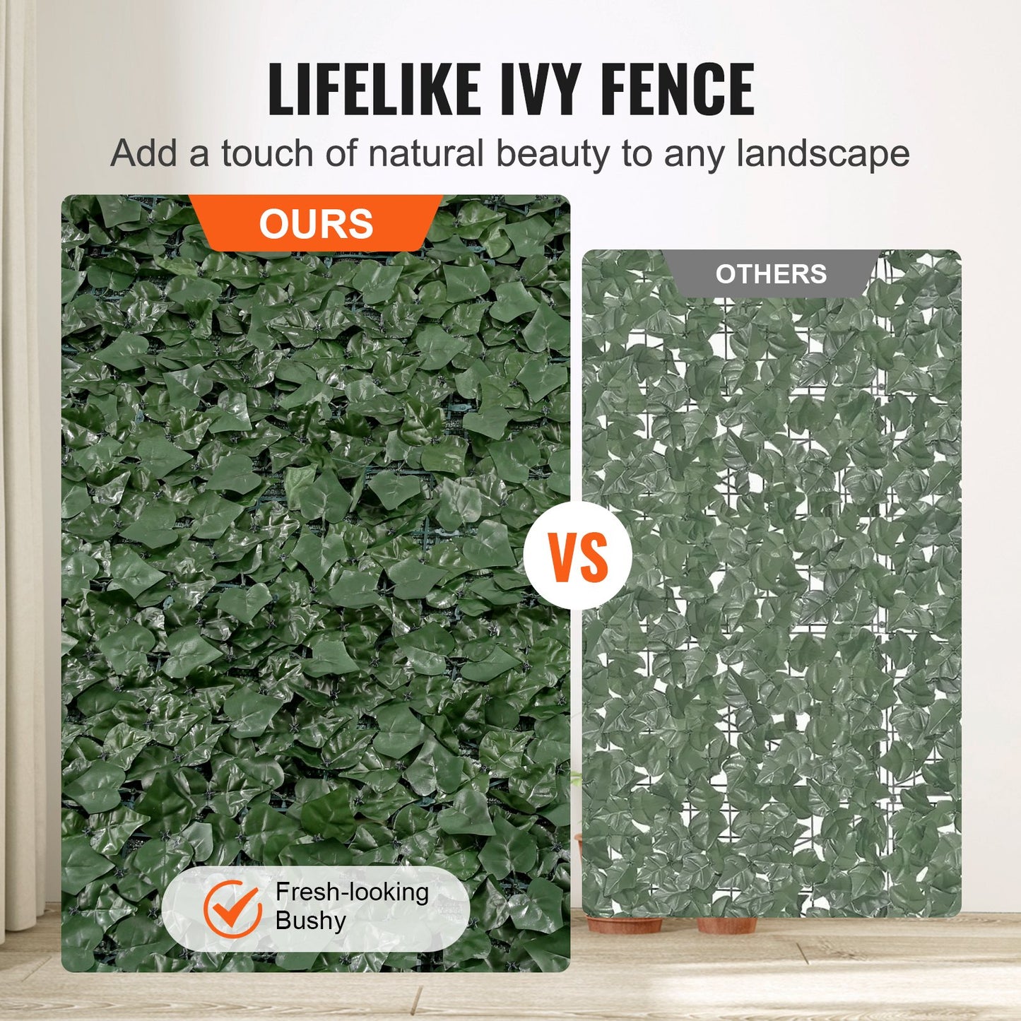 Ivy Privacy Fence, 1 x 5m Artificial Green Wall Screen, Greenery Ivy Fence with Mesh Cloth Backing and Strengthened Joint, Faux Hedges Vine Leaf Decoration for Outdoor Garden, Yard, Balcony