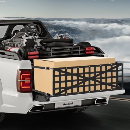 Ladeflächennetz, 137 x 46 cm, robustes Gepäcknetz für Pickups, LKWs, Anhänger, Jeeps und SUVs mit 4 verstellbaren Teleskopgurten, kreuzverstärkt, ausziehbar und langlebig. Geeignet für Pickups, LKWs, Anhänger, Jeeps und SUVs.