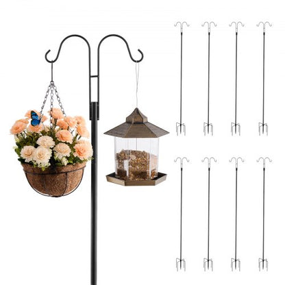 Double Shepherds Hooks for Outdoor, 8 Pack 2345 mm Heavy Duty Bird Feeder Pole, 19 mm Thick Garden Hooks for Hanging Hummingbird Feeder, Plant Baskets, Solar Light Lanterns,Wind Chimes