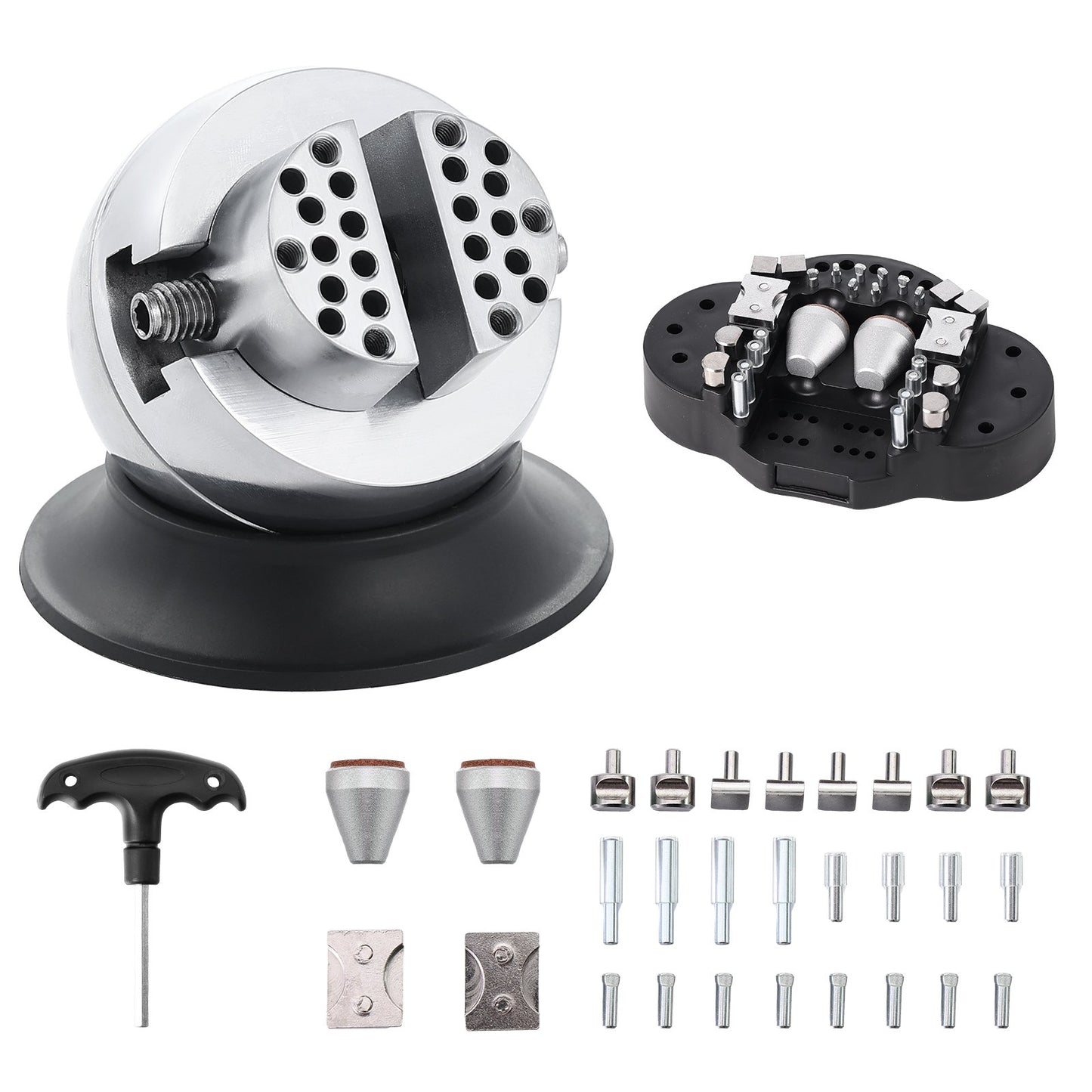 3-Zoll-Gravurblock mit Kugelgewindebohrer und 30-teiligem Zubehörset für eingefasste Diamanten – Komplettes Set für Schmuckarbeiten