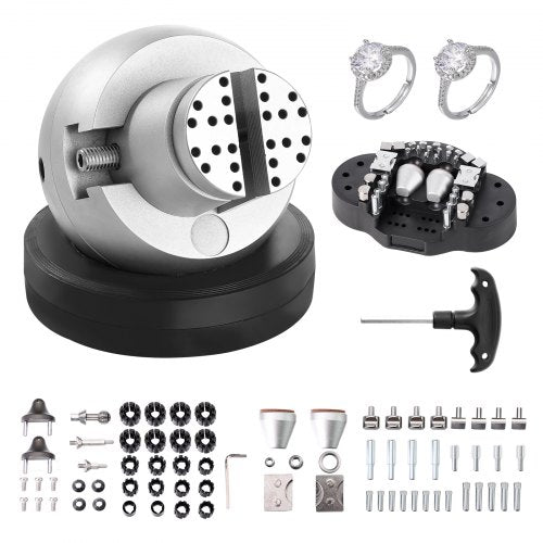 Kugelschraubstock, 13 cm Gravur-Einstellwerkzeug, 360° drehbarer Gravurblock-Schraubstock, 69-teiliges Zubehörset für Schmuckgravurblöcke, Standardblock für Edelsteineinlagen und Gravuren im kleinen Maßstab