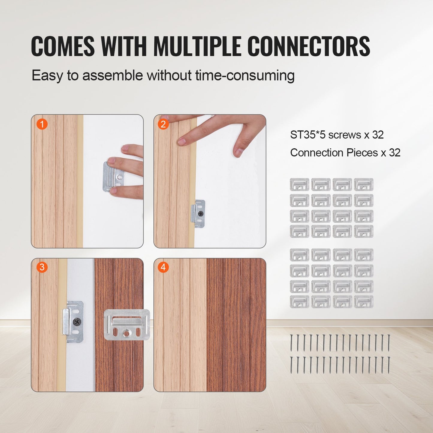 Akustikpaneele aus Holzlamellen, 8 Stück, 96 x 6 Zoll, WPC-Akzent-Wandpaneele für moderne Innenwände, Wandpaneele in Holzoptik für stilvolle Dekoration und Schalldämmung, Eschenholz