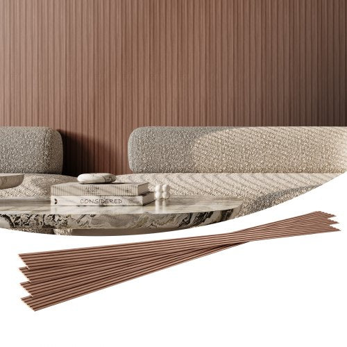 Akustikpaneele aus Holzlamellen, 8 Stück, 96 x 6 Zoll, WPC-Akzent-Wandpaneele für moderne Innenwände, Wandpaneele in Holzoptik für stilvolle Dekoration und Schalldämmung, Graueiche