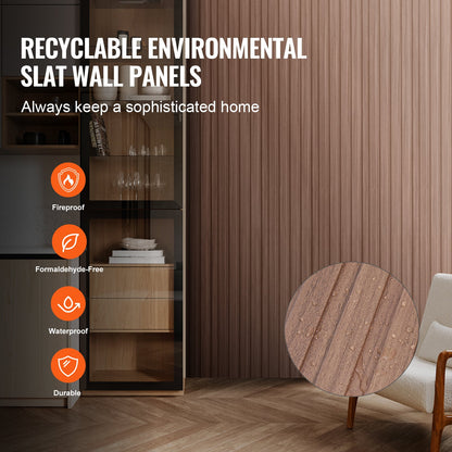 Akustikpaneele aus Holzlamellen, 8 Stück, 96 x 6 Zoll, WPC-Akzent-Wandpaneele für moderne Innenwände, Wandpaneele in Holzoptik für stilvolle Dekoration und Schalldämmung, Graueiche