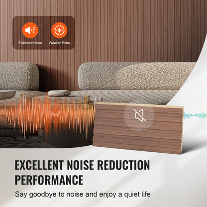 Akustikpaneele aus Holzlamellen, 8 Stück, 96 x 6 Zoll, WPC-Akzent-Wandpaneele für moderne Innenwände, Wandpaneele in Holzoptik für stilvolle Dekoration und Schalldämmung, Graueiche