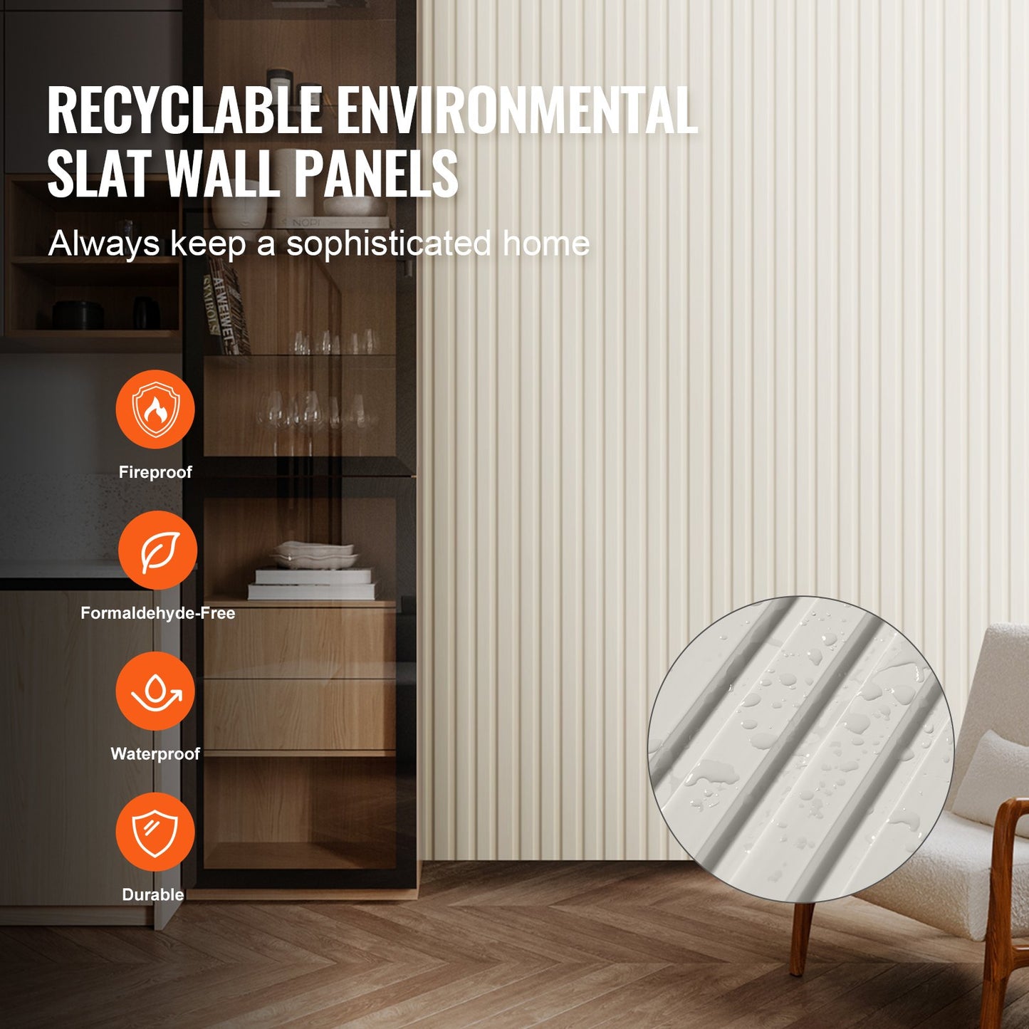 Akustikpaneele aus Holzlamellen, 8 Stück, 96 x 6 Zoll, WPC-Akzent-Wandpaneele in Holzoptik für moderne Innenwände, Wandpaneele in Holzoptik für stilvolle Dekoration und Schalldämmung, Mattweiß