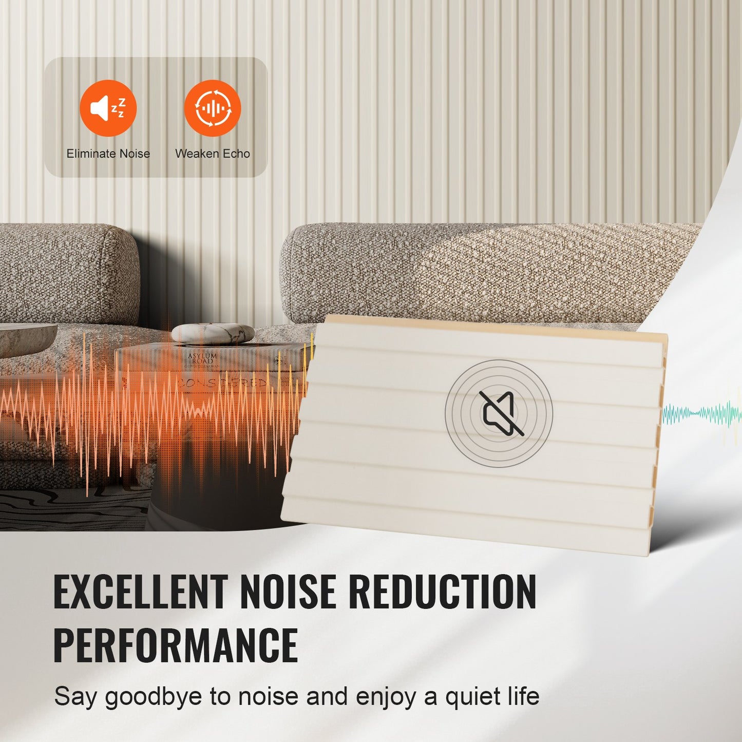 Akustikpaneele aus Holzlamellen, 8 Stück, 96 x 6 Zoll, WPC-Akzent-Wandpaneele in Holzoptik für moderne Innenwände, Wandpaneele in Holzoptik für stilvolle Dekoration und Schalldämmung, Mattweiß