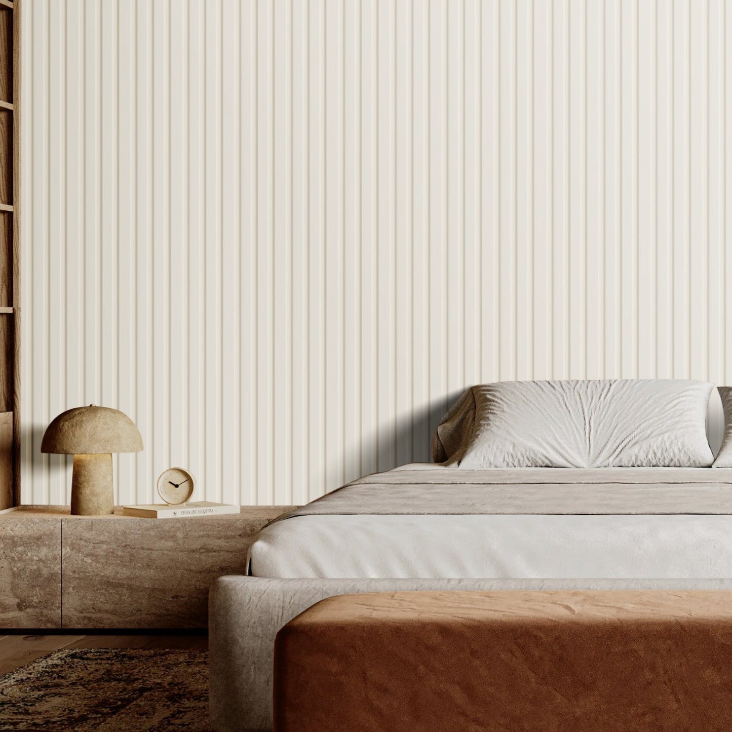 Akustikpaneele aus Holzlamellen, 8 Stück, 96 x 6 Zoll, WPC-Akzent-Wandpaneele in Holzoptik für moderne Innenwände, Wandpaneele in Holzoptik für stilvolle Dekoration und Schalldämmung, Mattweiß