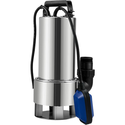 Tauchpumpe, 1300 W, 20000 l/h, mit 10 m Kabel und automatischem Schwimmerschalter, Edelstahl und Gusseisen für verschmutzte oder saubere, leere Gartenteiche, Schwimmbecken und Whirlpools