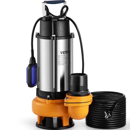 Tauchpumpe, 2200 W, 60000 l/h, mit 10 m Kabel und automatischem Schwimmerschalter, tragbar, aus Edelstahl, für sauberes und verschmutztes Wasser, zum Abpumpen von Überschwemmungen, zum Entleeren von Gartenteichen, Schwimmbecken und Whirlpools