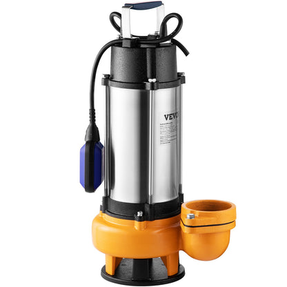 Tauchpumpe, 2200 W, 60000 l/h, mit 10 m Kabel und automatischem Schwimmerschalter, tragbar, aus Edelstahl, für sauberes und verschmutztes Wasser, zum Abpumpen von Überschwemmungen, zum Entleeren von Gartenteichen, Schwimmbecken und Whirlpools