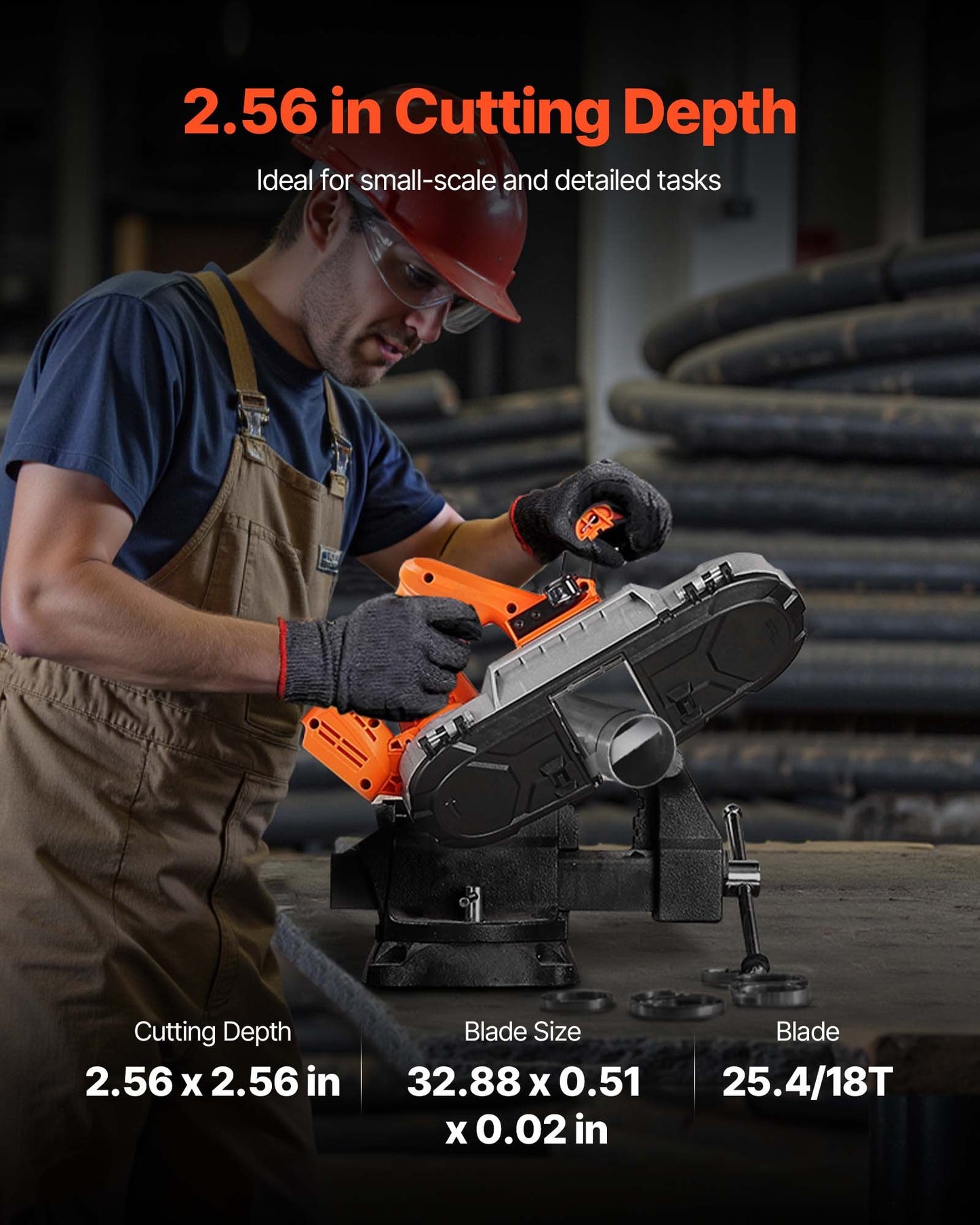Portable Band Saw, 65 x 65 mm Cutting Depth, 360W Bandsaw with Brushless Motor, Cordless and Compact Portaband, Integrated Hang Hooks, 0-192 m/min Variable Speed for Cutting Metal, Wood (Bare Tool)