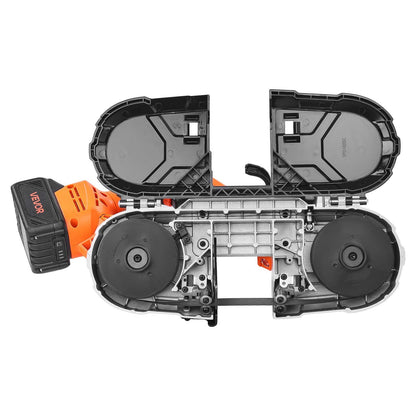 20V Portable Band Saw Kit, 65 x 65 mm Cutting Depth, AC 220V, 360W Bandsaw with Brushless Motor, 4.0 Ah Battery, Cordless and Compact Portaband, 0-192 m/min Variable Speed, for Cutting Metal, Wood