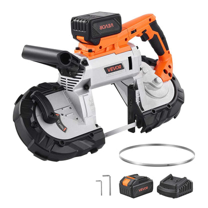 20V Portable Band Saw Kit, 127 mm x 115 mm Cutting Depth, AC 220V, 360W Bandsaw with Brushless Motor, 4.0 Ah Battery, Cordless and Compact Portaband, 0-120 m/min Variable Speed, for Cutting Metal, Wood