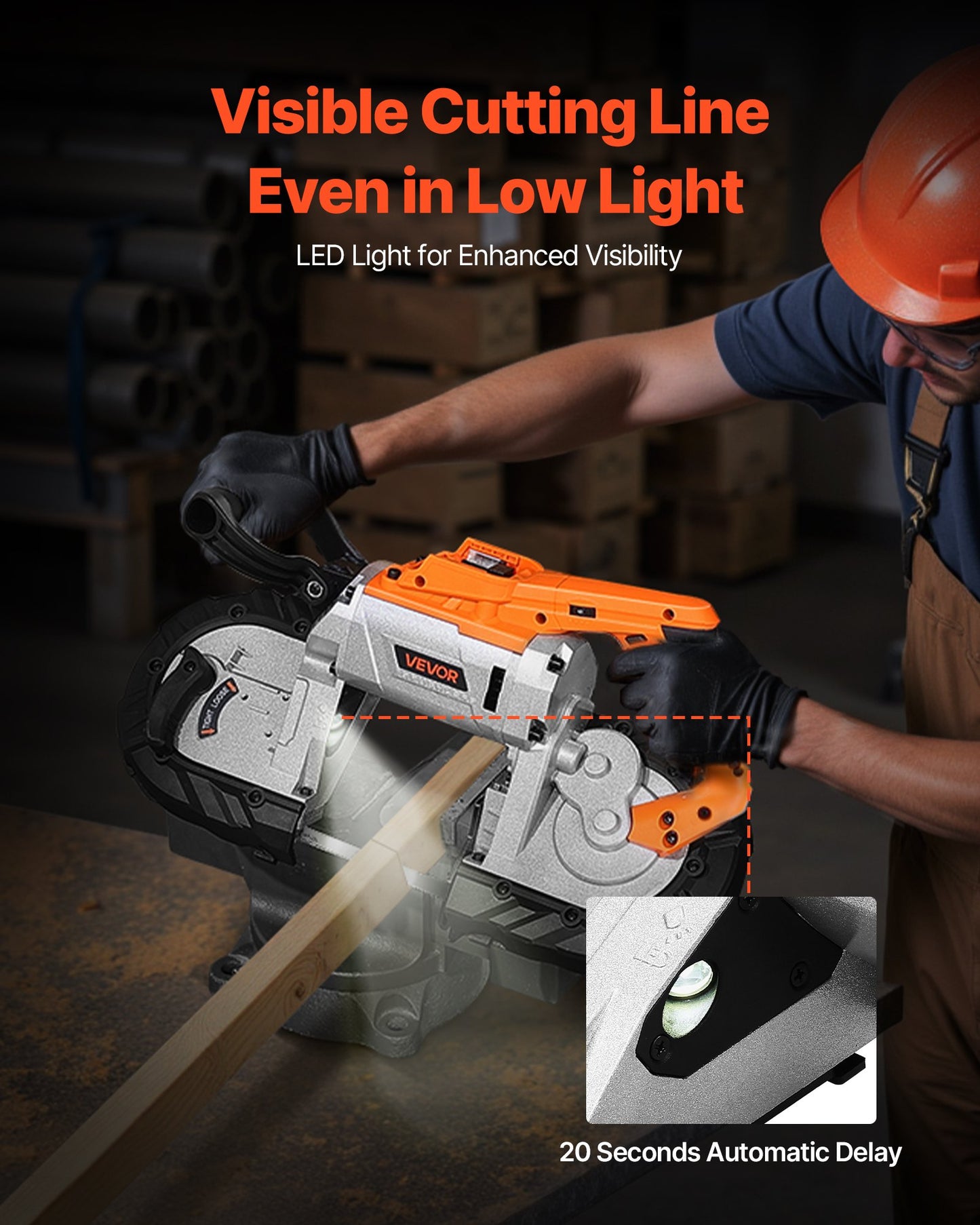 Portable Band Saw, 127 mm x 115 mm Cutting Depth, 360W Bandsaw with Brushless Motor, Cordless and Compact Portaband, Hang Hooks, 0-120 m/min Variable Speed for Cutting Metal, Wood (Bare Tool Only)