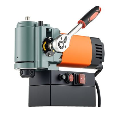 Low Profile Magnetic Drill Press, 1300 W, 35 mm Boring Diameter, 10000N Power Portable Mag Drill Press, 650RPM Speed, with Weldon Shank, for Metal Surface, Industrial and Home Improvement