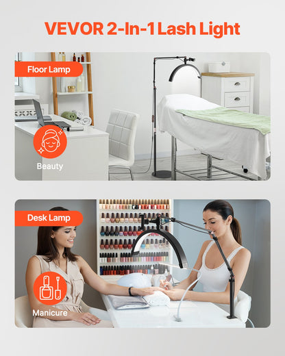 Halbmondförmige LED-Steh- und Tischleuchte für Wimpernverlängerungen, 2-in-1-Wimpernleuchte mit gebogener Form, Handyhalterung und Fernbedienung, für Schönheit, Hautpflege, Augenbrauen und Tattoos