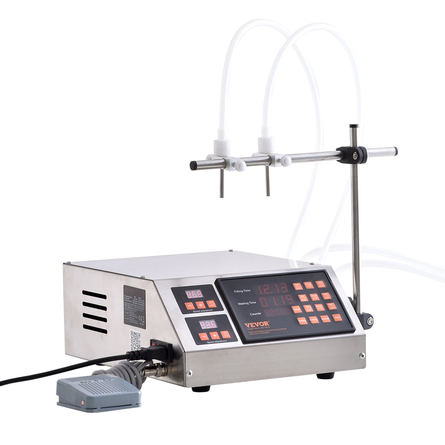 Liquid Filling Machine, 5-650ml Filling Capacity, Automatic Bottle Filler Machine, Bottling Machine Peristaltic Pump Digital Control for Milk, Water, Wine, Beverage, Soy Sauce (Double Nozzle)