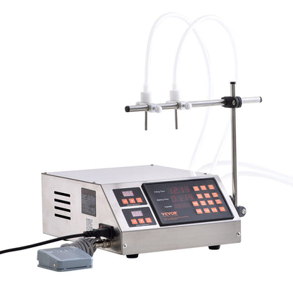 Liquid Filling Machine, 5-650ml Filling Capacity, Automatic Bottle Filler Machine, Bottling Machine Peristaltic Pump Digital Control for Milk, Water, Wine, Beverage, Soy Sauce (Double Nozzle)