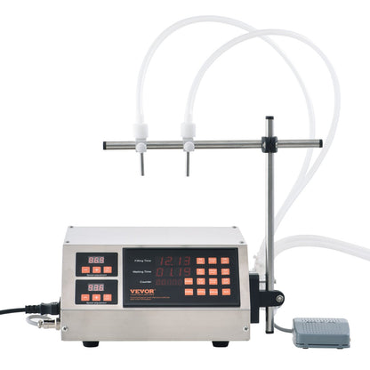 Liquid Filling Machine, 5-650ml Filling Capacity, Automatic Bottle Filler Machine, Bottling Machine Peristaltic Pump Digital Control for Milk, Water, Wine, Beverage, Soy Sauce (Double Nozzle)