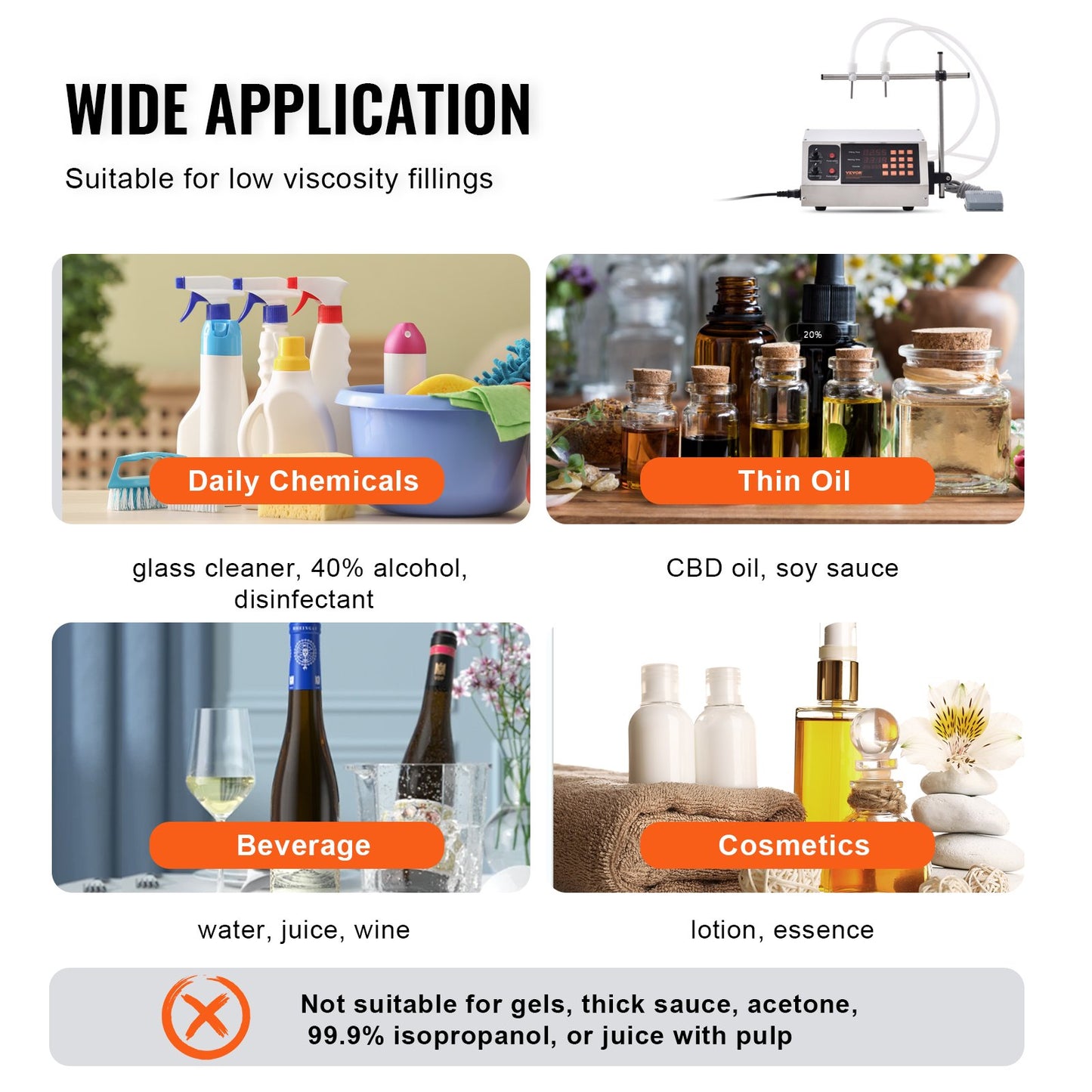 Liquid Filling Machine, 30-4000ml Filling Capacity, Automatic Bottle Filler Machine Bottling Machine Digital Control for Milk, Water, Wine, Beverage, Soy Sauce, Vinegar, Alcohol (Double Nozzle)