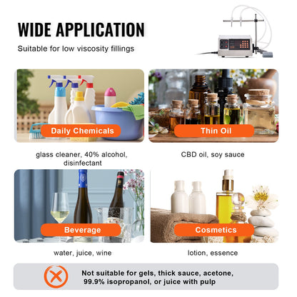 Liquid Filling Machine, 30-4000ml Filling Capacity, Automatic Bottle Filler Machine Bottling Machine Digital Control for Milk, Water, Wine, Beverage, Soy Sauce, Vinegar, Alcohol (Double Nozzle)