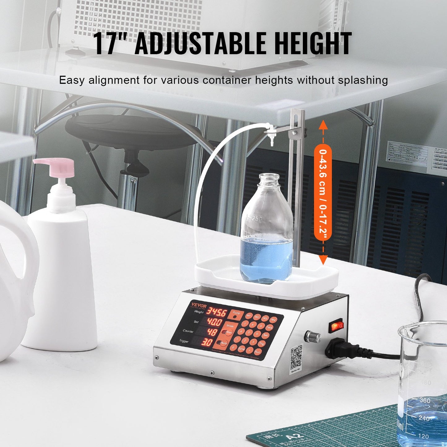 Flüssigkeitsabfüllmaschine, 5-50 g Wiegekapazität, automatische Flaschenabfüllmaschine, Abfüllmaschine mit Peristaltikpumpe und digitaler Steuerung für Milch, Wasser, Wein, Getränke, Sojasauce (Einzeldüse)