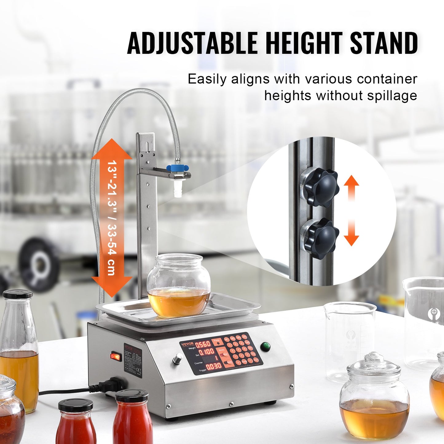 Liquid Filling Machine, 30-15000 g Weighing Capacity, Automatic Bottle Filler Machine Bottling Machine Digital Control for Milk, Water, Oil, Wine, Beverage, Detergent, Shampoo (Single Nozzle)