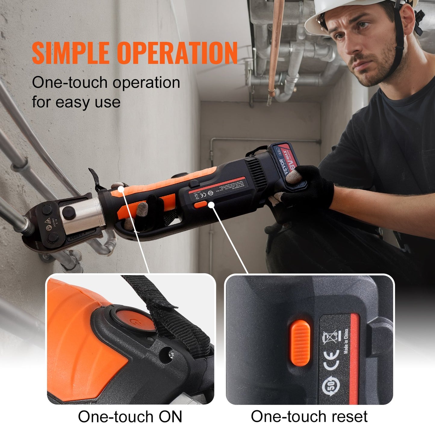 Press Tool and Battery Kit, Pro Press Tool, Electric Pipe Crimping Tool with V15, V22, V28 Jaws, Press Tool Kit with 2pcs 18V 4.0Ah Battery, Fast Charger, and Carrying Case